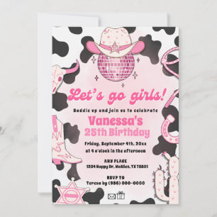 Let's Go Girls Cowgirl Rodeo Disco Einladung