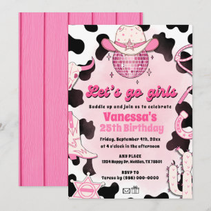 Let's Go Girls Cowgirl Rodeo Disco Einladung