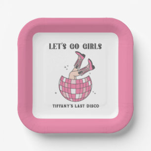 Let's Go Girls Disco Cowgirl Bachelorette Pappteller