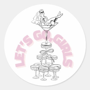 Let's Go Girls Junggesellinnenabschied Design Br Runder Aufkleber