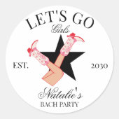 Let's Go Girls Personalisiert Cowgirl Bachelorette Runder Aufkleber (Vorderseite)