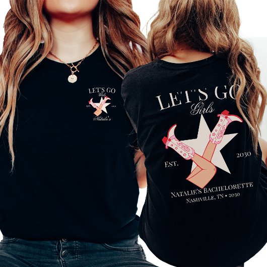 Let's Go Girls Personalisiert Cowgirl Bachelorette T-Shirt