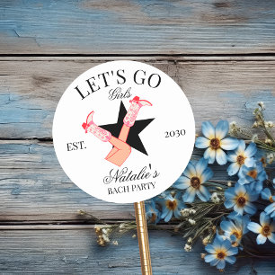 Let's Go Girls Personalisierte Cowgirl Junggeselli Runder Aufkleber