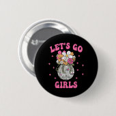 Let's Go Girls Team Bride Floral Disco Bachelorett Button (Vorne & Hinten)