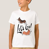 "Let's Go" Niedlicher Corgi Fun Graphic White Kids T-Shirt (Vorderseite)