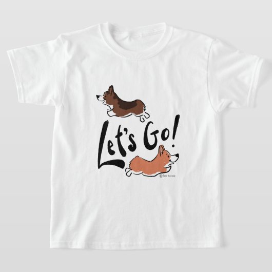 "Let's Go" Niedlicher Corgi Fun Graphic White Kids T-Shirt (Ablage )