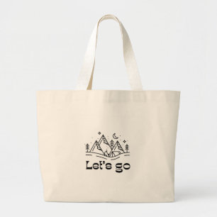 Lets Go Quote Tote Bag - Minimalistische Typografi Jumbo Stoffbeutel