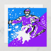 "LET'S GO SKIING" Modernes Skifahren Einladung (Vorne/Hinten)