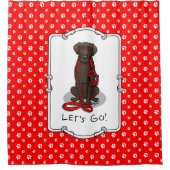 Let's Go! Walk Curly-Coated Retriever Dog (liver) Duschvorhang (Vorderseite)