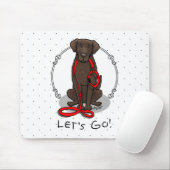 Let's Go! Walk Curly-Coated Retriever Dog (liver) Mousepad (Mit Mouse)
