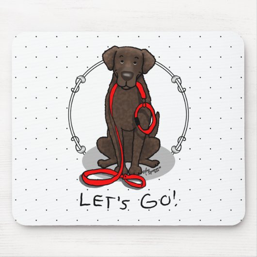 Let's Go! Walk Curly-Coated Retriever Dog (liver) Mousepad (Vorne)