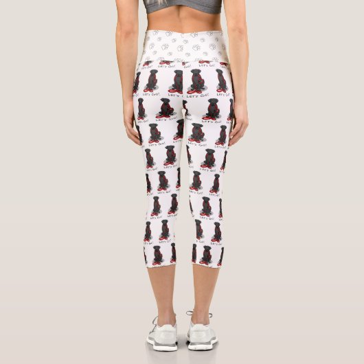 Let's Go! Walk Flat-Coated Retriever Dog (black) Capri Leggings (Rückseite)