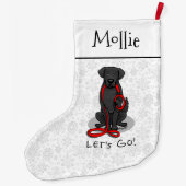 Let's Go! Walk Flat-Coated Retriever Dog (black) Großer Weihnachtsstrumpf (Rückseite)