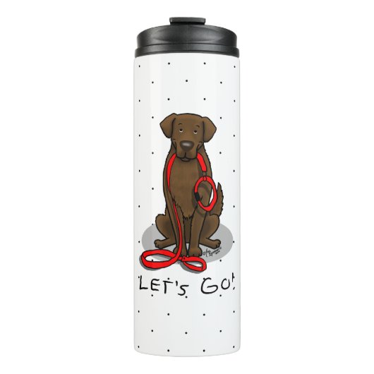 Let's Go! Walk Flat-Coated Retriever Dog (liver) Thermosbecher (Vorderseite)