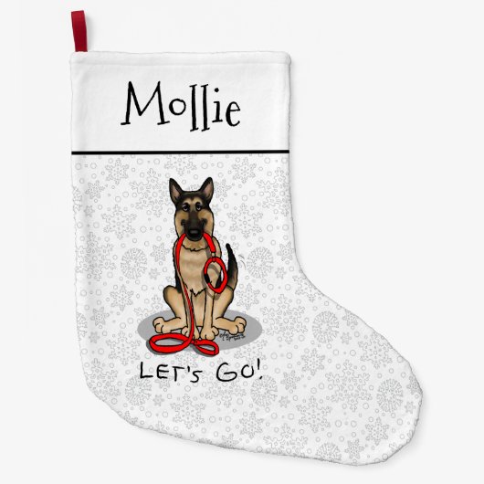 Let's Go! Walk German Shepherd Dog (black tan) Großer Weihnachtsstrumpf (Vorderseite)