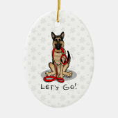 Let's Go! Walk German Shepherd Dog (black tan) Keramik Ornament (Vorne)