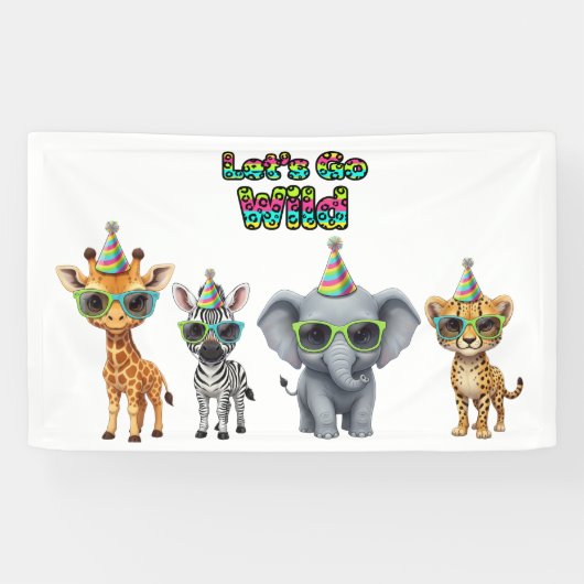 Let's Go Wild, Jungle Animals in Sunglasses Banner (Horizontal)
