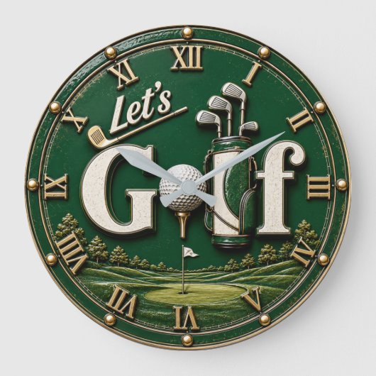 Let's Golf Vintage Golf Lover Gift Große Wanduhr (Vorderseite)