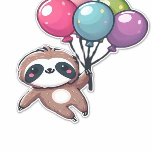 Let's Hang Out It's My Birthday Balloon Sloth , Cu Aufkleber (Vorderseite)