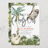 Let's Hang Out Sloth Jungle Kids Birthday Einladung (Vorne/Hinten)