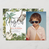 Let's Hang Out Sloth Jungle Kids Birthday Photo Einladung (Vorne/Hinten)