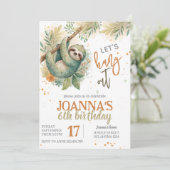 Let's hang out sloth kids birthday einladung (Stehend Vorderseite)