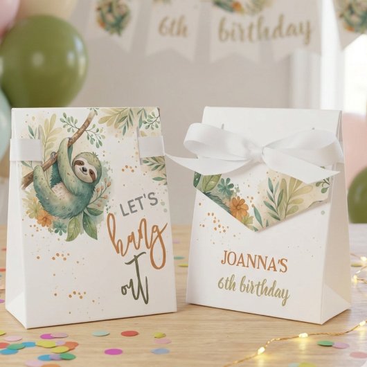 Let's hang out sloth kids birthday geschenkschachtel