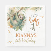 Let's hang out sloth kids birthday serviette (Vorderseite)