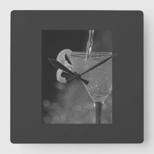 LET'S HAVE A COCKTAIL CLOCK QUADRATISCHE WANDUHR
