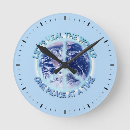 Let's heal the World. Runde Wanduhr (Vorderseite)