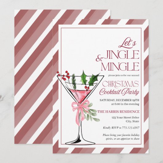 Let's Jingle and Mingle Holiday Party  Einladung (Vorne/Hinten)