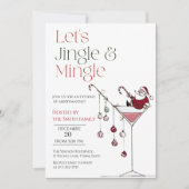 Let's Jingle and Mingle,  Santa Cocktail christmas Einladung (Vorderseite)
