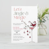 Let's Jingle and Mingle,  Santa Cocktail christmas Einladung (Stehend Vorderseite)