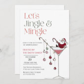 Let's Jingle and Mingle,  Santa Cocktail christmas Einladung (Vorne/Hinten)
