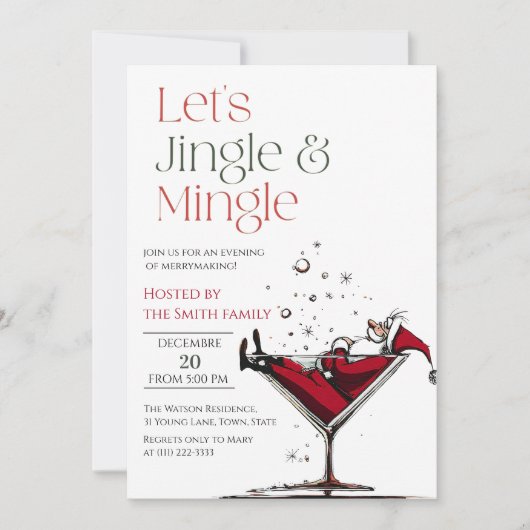 Let's Jingle and Mingle, Santa Cocktail Einladung (Vorderseite)