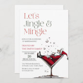 Let's Jingle and Mingle, Santa Cocktail Einladung (Vorne/Hinten)