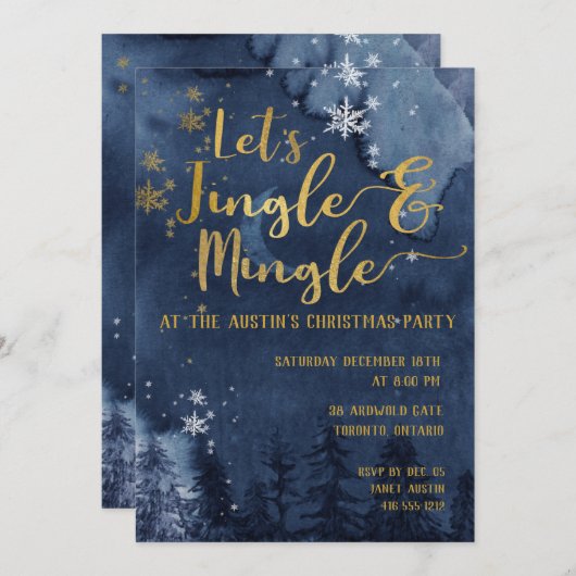 Let's Jingle & Mingle Holiday Party Einladung (Vorne/Hinten)