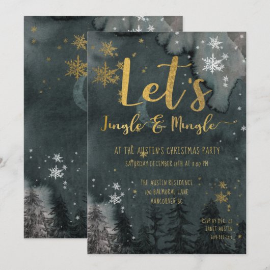 Let's Jingle & Mingle Holiday Party Einladung (Vorne/Hinten)