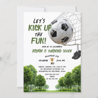 Let's Kick Up the Fun Boy Kids Soccer Birthday Einladung