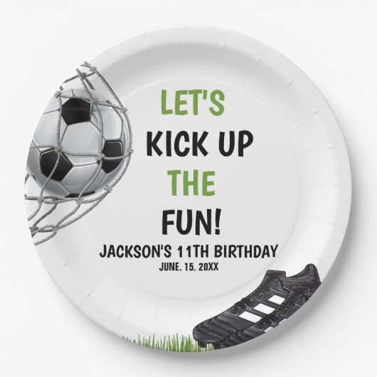 Let's Kick up the fun!, Fun Soccer Birthday Pappteller (Vorderseite)