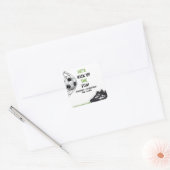 Let's Kick up the fun!, Fun Soccer Birthday Quadratischer Aufkleber (Umschlag)