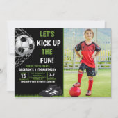 Let's Kick up the fun!, Funny Soccer Birthday Einladung (Vorderseite)