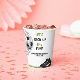 Let's Kick up the fun!, Funny Soccer Birthday Pappbecher