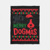 Let's Merry Dogmas Funny Dog Santa Hat Christmas X Fleecedecke (Vorderseite)