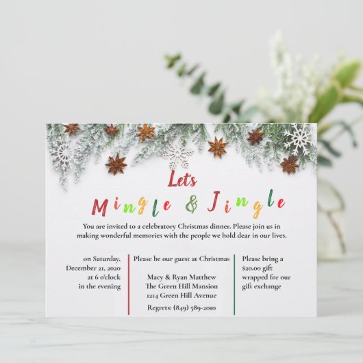 Let's Mingle & Jingle Weihnachts-Party Einladung (Stehend Vorderseite)