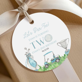 Let's Par-T-Shirt Blue Golf 2. Geburtstag Party Geschenkanhänger