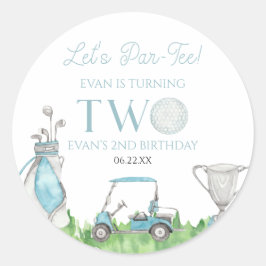 Let's Par-T-Shirt Blue Golf 2. Geburtstag Party Runder Aufkleber