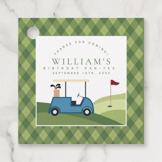 Let's Par T-Shirt Golf Raute Muster ersten Geburts Geschenkanhänger (Vorderseite)