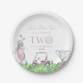 Let's Par-T-Shirt Pink Golf 2. Geburtstag Party Pappteller