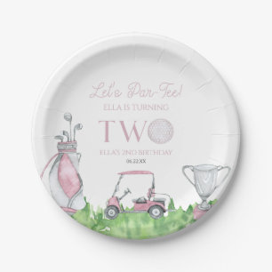 Let's Par-T-Shirt Pink Golf 2. Geburtstag Party Pappteller